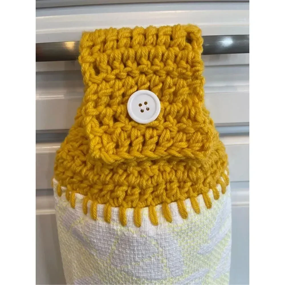 Crochet Top Kitchen Towel- Lemon Slices green topper